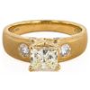 Image 1 : 1.00CT YELLOW CENTER DIAMOND 18K GOLD RING 1.29CTW