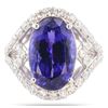 Image 1 : 12.46CT TANZANITE & 1.47CTW DIA PLATINUM RING GIA