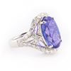 Image 2 : 12.46CT TANZANITE & 1.47CTW DIA PLATINUM RING GIA