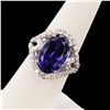 Image 3 : 12.46CT TANZANITE & 1.47CTW DIA PLATINUM RING GIA