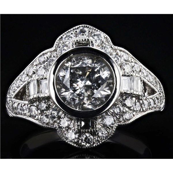 PLATINUM 1.49CT CENTER DIAMOND RING - 2.45CTW