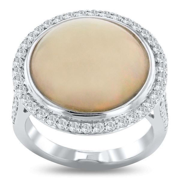 8.79CT OPAL & 0.69CTW DIAMOND PLATINUM RING GIA