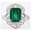 Image 1 : PLATINUM 3.39CT EMERALD & 0.44CTW DIAMOND RING