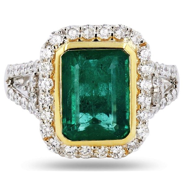 PLATINUM 2.87CT EMERALD & 0.96CTW DIAMOND RING