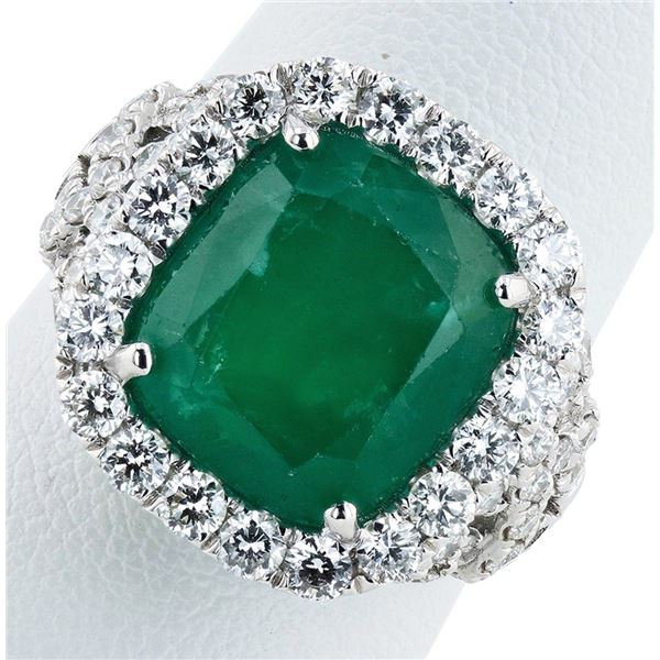 8.16CT EMERALD & 1.57CTW DIAMOND PLATINUM RING