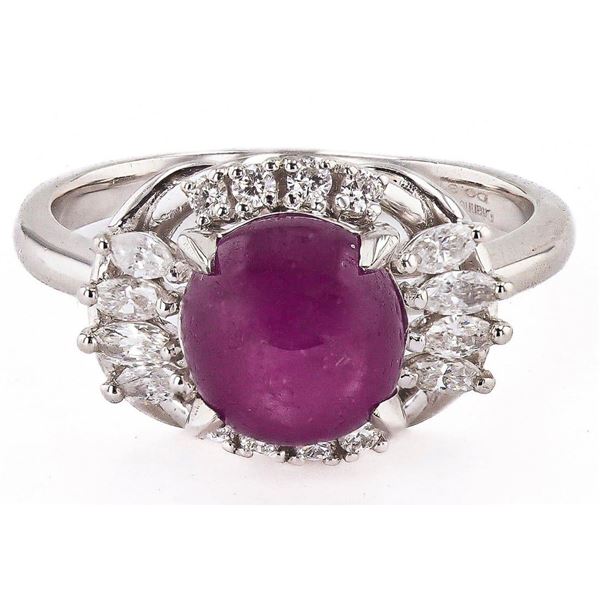 2.87CT RUBY & 0.37CTW DIAMOND PLATINUM RING