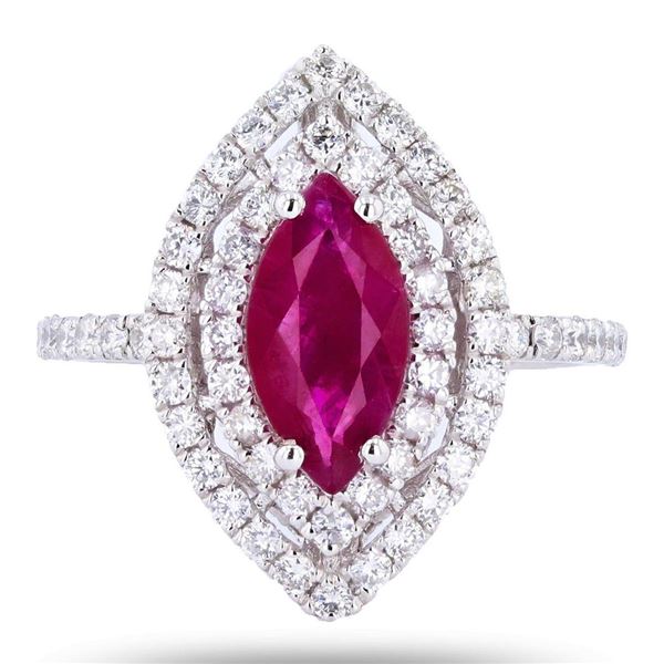 PLATINUM 1.65CT RUBY & 1.01CTW DIA PLATINUM RING