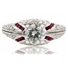 Image 1 : 1.01CT SI3 CENTER DIA & 0.68CTW RUBY PLATINUM RING