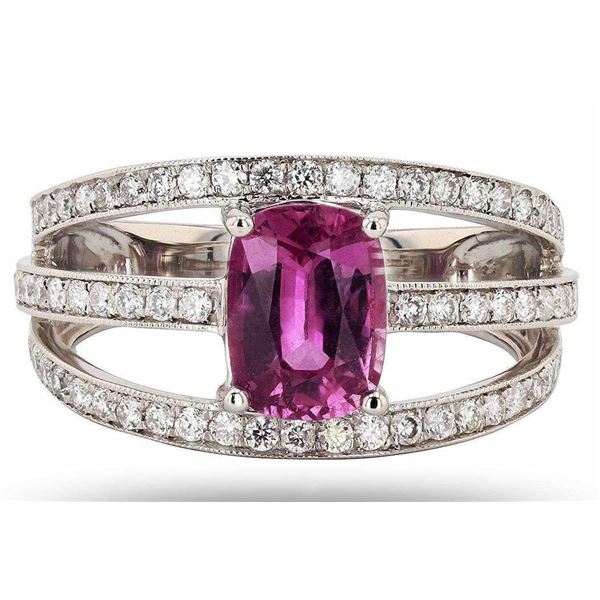 PLATINUM 1.72CT SAPPHIRE & 0.60CTW DIAMOND RING