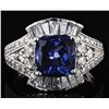 Image 1 : PLATINUM 3.83CT TANZANITE & 1.42CTW DIAMOND RING