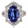 Image 1 : 5.00CT TANZANITE & 1.32CTW DIAMOND PLATINUM RING