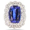 Image 1 : 10.82CT TANZANITE & 1.39CTW DIAMOND PLATINUM RING