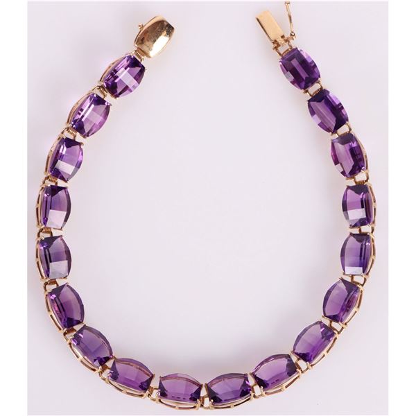 34.20CTW PURPLE AMETHYST 14K GOLD BRACELET