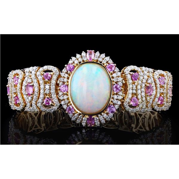 11.07CT OPAL & 13.21CTW DIA 14K GOLD BRACELET