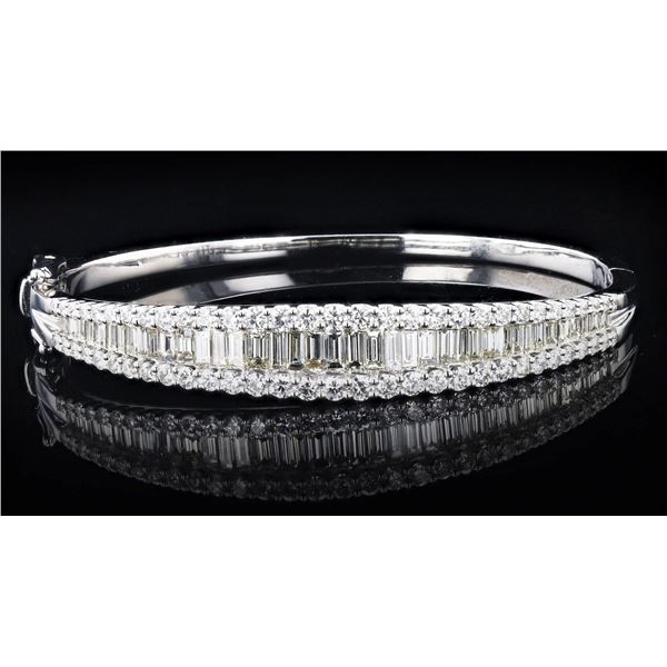 4.82CTW VS1-SI1 DIAMOND 14K WHITE GOLD BANGLE