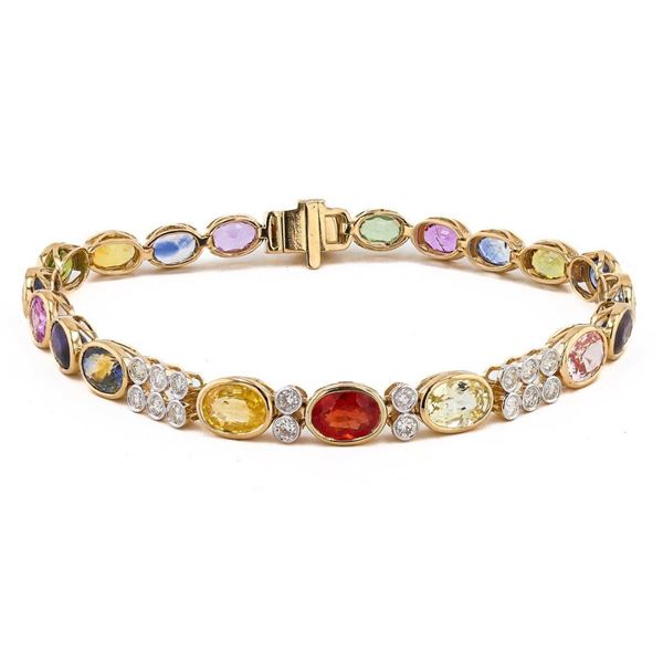 17.11CTW SAPPHIRE & 0.73CTW DIA 14K GOLD BRACELET