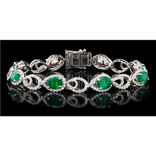 8.88CTW EMERALD & 2.87CTW DIA PLATINUM BRACELET