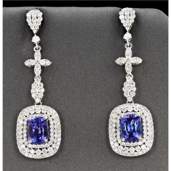 5.70CTW TANZANITE & 3.74CTW DIA 14K GOLD EARRINGS