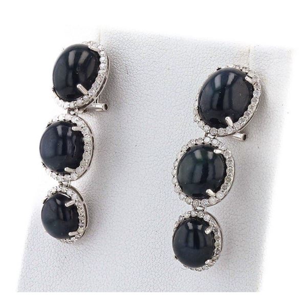 43.81CTW SAPPHIRE & 1.88CTW DIA 14K GOLD EARRINGS