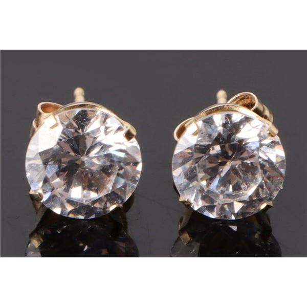 14K YELLOW GOLD CUBIC ZIRCONIUM STUD EARRINGS