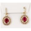 Image 1 : 5.13CTW RUBY & 0.83CTW DIAMOND 14K GOLD EARRINGS