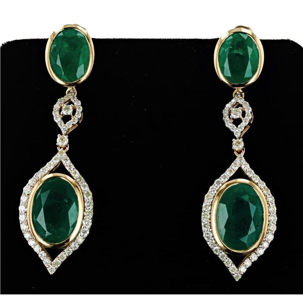 17.44CTW EMERALD & 1.55CTW DIA 18K GOLD EARRINGS