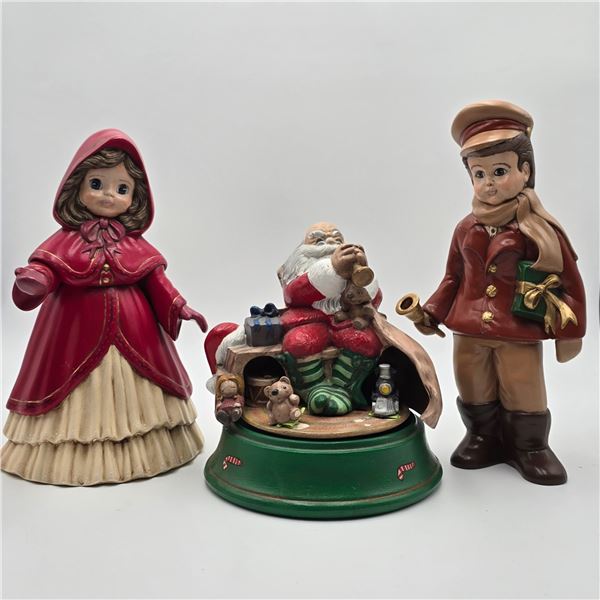 Christmas statues; Santa Claus musical carrousel