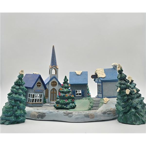 Ceramic Christmas village with lights