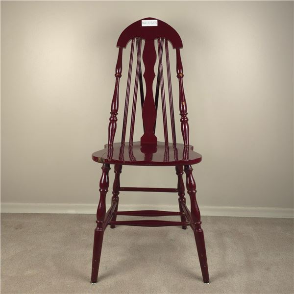 Antique chair painted red gloss