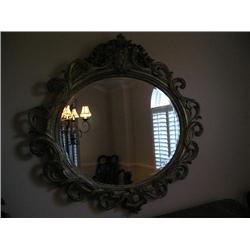 Wood frame beveled mirror