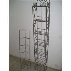 Two metal racks to hold DVD's, VCR's or CD's