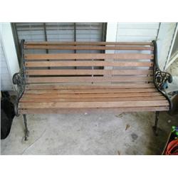 Wood and iron porch bench