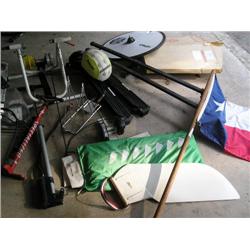 Bike gear, wind surfer, Tx. Flag, racks, pumps