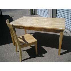 Wood desk/table w/chair