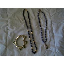 Star of David necklace, Lapis necklace, bracelet