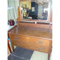 Solid oak two drawer dresser