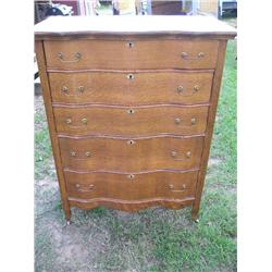 Tiger oak, serpentine front dresser