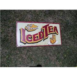 Metal Just Brewed ice tea sign