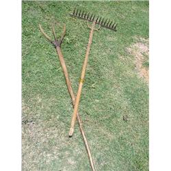 Wood rake & hay fork