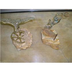 Onyx base, brass eagle & brass tennis player