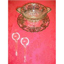 Silver edged divided serving dish.