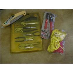 Allied wrench & plier set, pruning saw, box end wrench