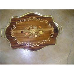 Wood inlay serving tray