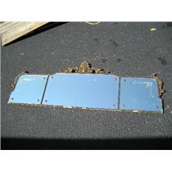 3 section ornate framed gold mirror
