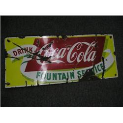 Coca-Cola enamel fountain service sign