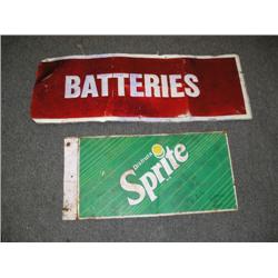 Metal battery and spanish Sprite sign