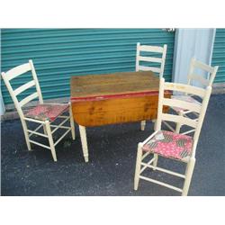 Country drop leaf table w/4 chairs