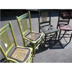 4 country painted primitive chairs