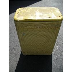 Yellow wicker hamper