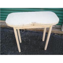 Small white vanity table w/glass top